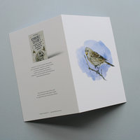 Greeting card, A5 folded to A6, with wildlife illustration of a twite bird_2